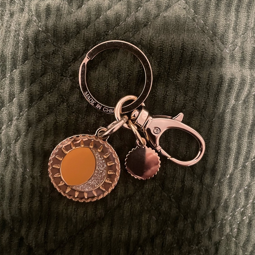 Fossil Sun and Moon Gold Coloured Keychain
